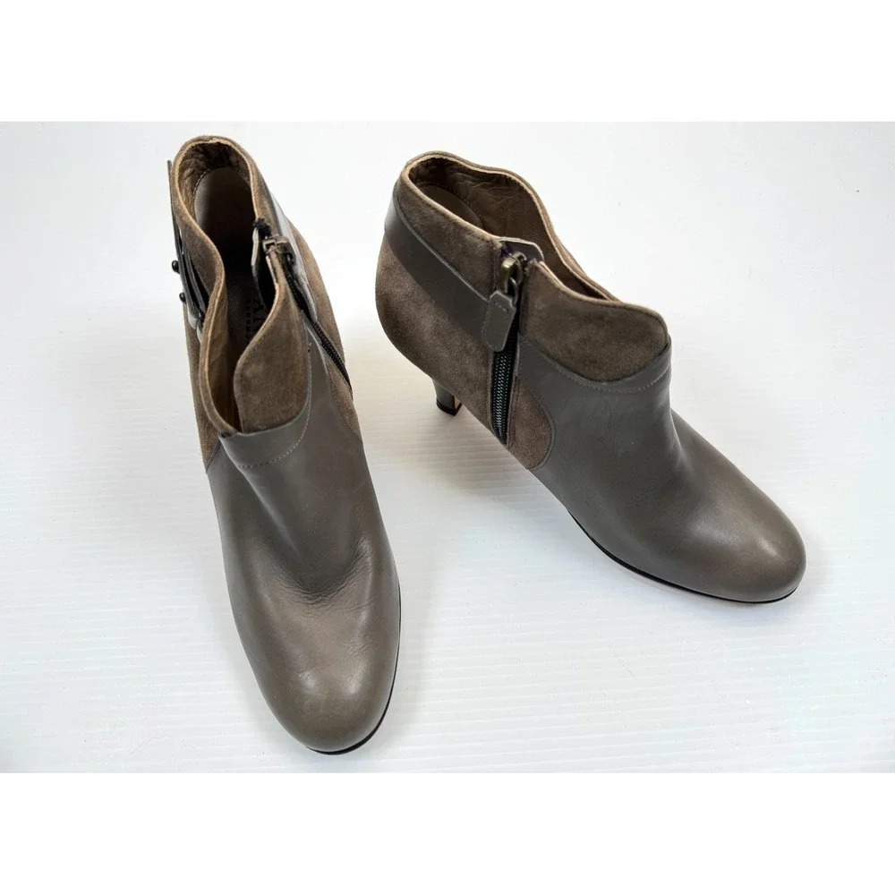 Anyi Lu Vanessa Bootie Womens 37 US 7 Suede Leather Buckled Zip Closure Stitello